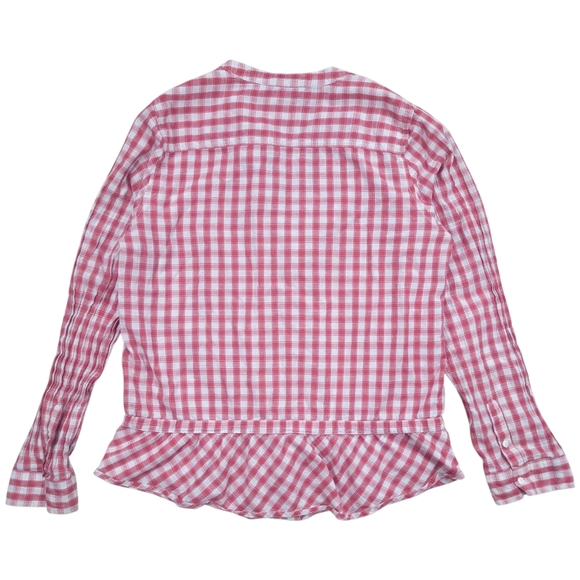 Sundance Top Womens L Red Gingham Check Ruffle Button Shirt Prairie Cottagecore - Picture 2 of 9
